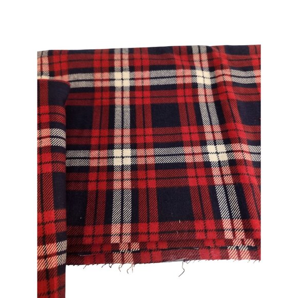 Red Navy White Plaid Flannel Fabric Lot Medium-Weight Sewing Material 1 Yard & 2 - Picture 6 of 8